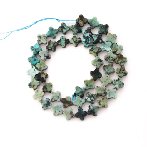 8mm Natural African Turquoise Gemstone Faceted Clovers Beads Four-Leaf Spacer Loose Beads for DIY Jewelry Making Beads - color: African Turquoise