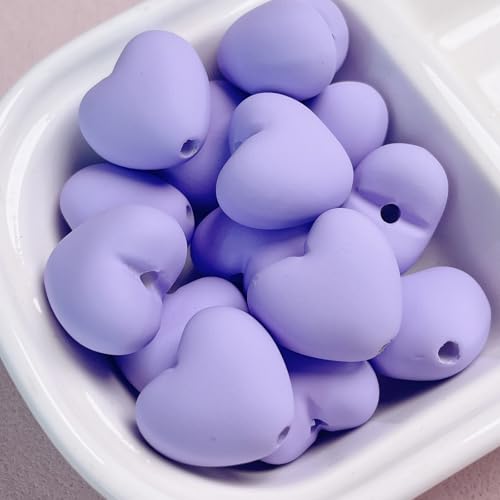 30PCS Large Acrylic Heart Beads for Pens, 21 * 19MM Cream Rubber Love Beads for Keychain Jewelry Bracelet Making Focal Bead for Pen Making Crafts DIY Projects - color: Heart Beads