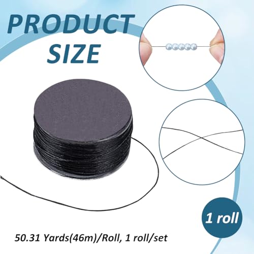 PH PandaHall 50yards Nylon Beading String Thread 0.2mm Fine Round Black Bracelet Cord Seed Bead Thread Sewing String for Friendship Bracelet Jewelry Leather Stitching Beading Christmas Ornament - style: Black