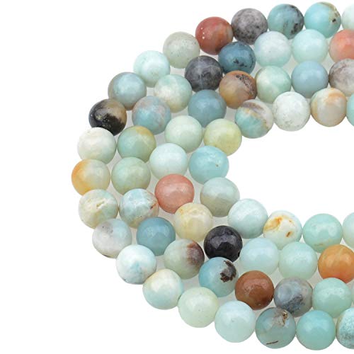 LPBeads 100PCS 8mm Natural Colorful Amazonite Gemstone Round Loose Beads for Jewelry Making with Crystal Stretch Cord - color: Colorful Amazonite