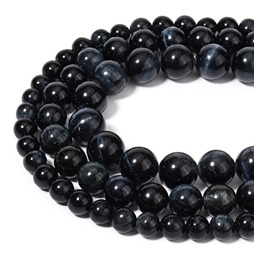 45pcs 8mm Natural Blue Black Tiger Eye Gemstone Beads Energy Healing Crystal Round Loose Stone Beads for Jewelry Making, DIY Bracelets Necklaces - color: Blue Black Tiger Eye, size: 8mm