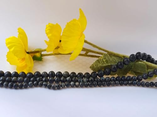 Stone Beads 6mm 140pcs Black Larvikite Beads Round Loose Gemstones Beads for Bracelet Necklace Jewelry Making (6mm, 60605 Black Larvikite) - color: Black Larvikite Beads, size: 6mm