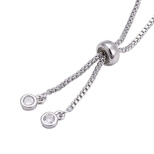 DanLingJewelry 10pcs Adjustable Slider Bracelet Slider Extender Chains with Rhinestones Charms Ends for Jewelry Making DIY 8 Inches(220mm) P - color: StyleⅢ-10 pcs-Platinum
