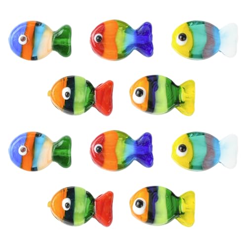 Stiesy Handmade Rainbow Fish Lampwork Beads 10Pcs, 5 Colors Glass Animal Fish Shape Beads Spacer for Necklace Bracelet Earring Jewelry Making DIY Craft Accessories 20x13mm - color: Rainbow Color Fish-5 Colors-10Pcs