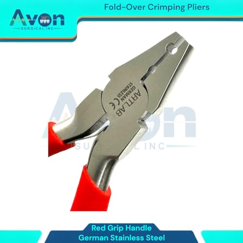 1 Each Fold-Over Crimp Pliers for Leather, Suede, and Crimping, Jewelry Making Supplies with Red Grip - German Stainless Steel