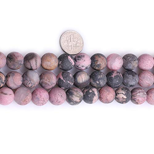 12mm Natural Stone Black Rhodonite Frosted Matte Unpolished Round Beads for Jewelry Making Strand 15 inch - color: Black Rhodonite, size: 12mm