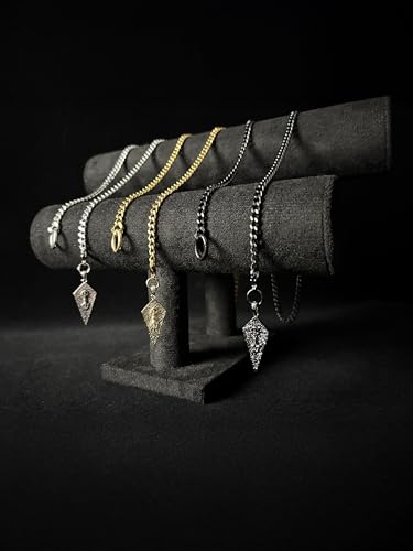 18K Gold Plated Knight's Shield Slip Chain for Women - color: Black, size: 39''