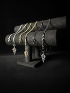 18K Gold Plated Knight's Shield Slip Chain for Women - color: Black, size: 39''