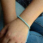 Ganbatte Handmade Beaded Bracelet, Natural Stone and Silver Stainless Steel, Boho Style Women's Jewelry - color: Turquoise