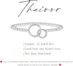Mothers Day Gifts - Beaded Bracelets for Women 14K Silver Gold Plated Stretch Handmade Ball Bracelets Cute Charm Bracelet Dainty Stackable Cross Heart Bow Wave CZ Circle Trendy Jewelry Easter Gifts - color: double-circle-silver