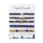 5Pcs Crystal Bracelet for Women Spiritual Natural Stone Bracelet Set Stackable Beaded Bracelets Healing Crystal Bracelet Gemstone Bead Bracelet Beaded Stretch Bracelets for Women - style: Lapis Lazuli
