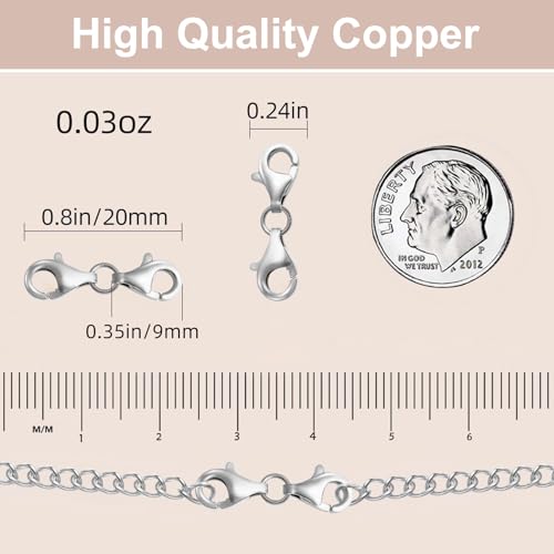 OHINGLT Double Lobster Claw Clasps Necklace Extender Silver, Double End Design Necklace Clasps and Closures, Bracelet Connector Suitable for Jewelry Making (8PCS Silver) - color: 8PCS Silver