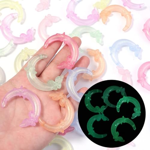 20Pcs Glow in The Dark Moon Focal Beads for Pens Colorful Moon Fancy Space Beads for DIY Craft Beadable Pens Keychain Bracelet Necklace Earrings Jewelry Making - color: Luminous Moon