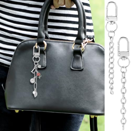 Hzopcw 20pcs Silver Keychain Making Kit, Key Ring Swivel Snap Hook Chains, Extender Keychain Bag Charm Kits for DIY Crafts Jewelry Making Handbag Purses- 4 Styles - color: Silver-20pcs-4 Style