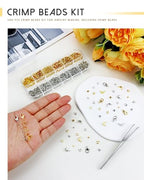1200 Pcs Crimp Beads Kit for Jewelry Making, Including Crimp Beads, Covers, Tubes, Wire Guardians, Lobster Clasps, Jump Rings, Crimping Pliers and Beading Wire
