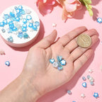 LiQunSweet 430 Pcs 12 Styles Blue White Acrylic Imitation Pearl Flower Star Heart Round Beads for DIY Jewelry Making Gift - color: Blue White Acrylic Beads_12 Styles_430Pcs