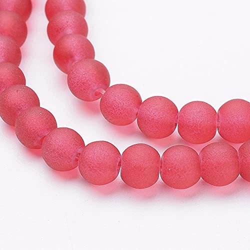 FASHEWELRY 200Pcs Transparent Frosted Glass Bead 4mm Matte Crystal Glass Loose Beads for DIY Jewelry Making (Crimson) - color: Crimson