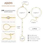 adoyi Gold Bracelets for Women, 14K Gold Plated Stackable Bracelet Stack Set Adjustable Charm Paperclip Chain Cuban Link Layered Waterproof Jewelry Sets Gifts for Womens - color: Gold Style B
