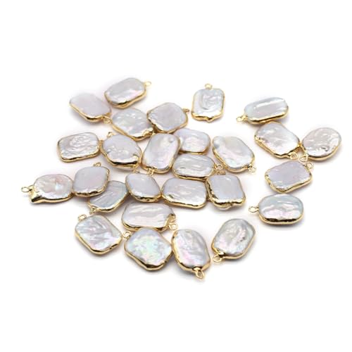 10PCS Natural Pearl Pendants Irregular Multiple Shapes Cultured Freshwater Baroque Pearl Charms for Jewelry Making Gift - color: 24x15mm