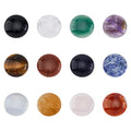 SUPERFINDINGS 12Pcs 12 Styles Natural Cabochon Gemstone 25mm Half Round Dome Flatback Quartz Stone for Necklace Jewelry Making DIY Craft Handmade - size: 25mm