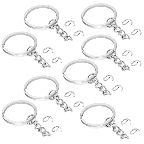 10Pcs Keychain Key Ring with Chain Bulk Split Key Chain,1.1 Inch Key Chains Parts with Open Jump Ring Connector for Jewelry Making Crafts (White K) - color: 10Pcs White K