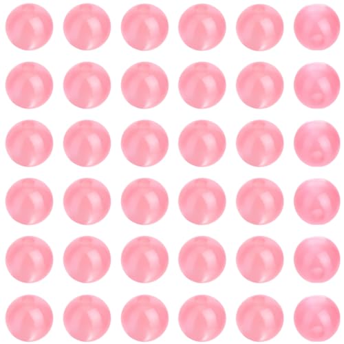 1 Box 120PCS 8MM Pink Resin Round Beads with Holes Imitation Cat Eye Transparent Smooth Shiny Cats Eyes Spacer Loose Valentine Bead for Jewelry Making Necklaces Bracelets Diy Craft Supplies - color: Pink