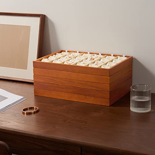 Oirlv Wood 24 Grids Jewelry Tray with Removable Inserts Jewelry Pads Necklace/Pendant Display Organizer Tray(Creamy-white) - color: Creamy-white 24 grid necklace/pendant jewelry tray