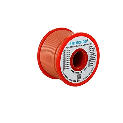 BNTECHGO 30 Gauge Silicone Wire Spool 50 ft Orange Flexible 30 AWG Stranded Tinned Copper Wire - size: 30 gauge silicone wire 50ft, style: Orange