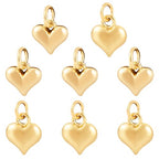 FASHEWELRY Real 18K Gold Plated Heart Charms Platinum Brass Pendants with Loop for Bracelets Necklace DIY Jewelry Making, Wedding, Mother's Day Festival Gifts - color: 1 color-gold