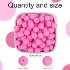 MAIBAOTA 120 Pcs Pink Silicone Beads (15 mm) for Keychain, Pens, Bracelet, Necklace Making - Bulk Pack with Boxed Kits - color: Pink