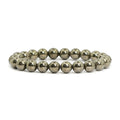 Justinstones 8mm Round Beads Stretch Bracelet 7 Inch Unisex - color: Pyrite