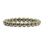 Justinstones 8mm Round Beads Stretch Bracelet 7 Inch Unisex - color: Pyrite