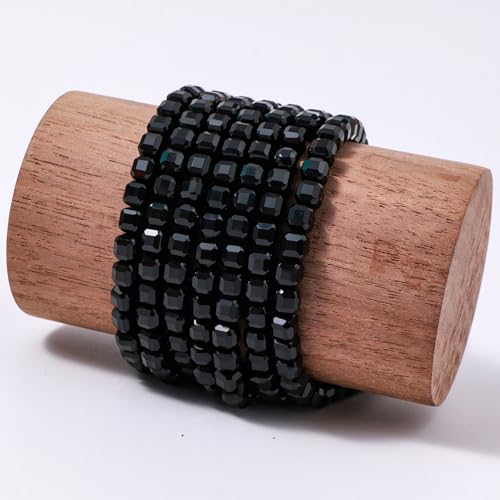 Natural Faceted Black Onyx Cube Stone Beads 5-5.5mm 60pcs/str Loose Square Semi Gemstone Stone Beads for Making Bracelets Necklace Earrings - color: Black Onyx