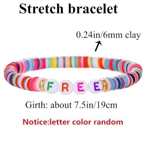 12pcs Friendship Bracelets Beaded Bracelets Heishi Bracelet Cute Bracelets Stack Vinyl Clay Disc Bead Surfer Stretch Summer Beach Bracelets For Women Preppy Bracelets - color: Z-1 color