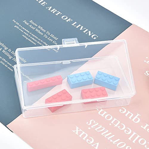 12 Pack Rectangular Clear Plastic Storage Containers Box with Hinged Lid for Beads and Other Small Craft Items (5.7 x 2.95 x 1.18 inch) - size: 5.7 x 2.95 x 1.18 inch