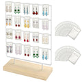 Earring Display Stand for Selling, Wood Earring Rack Display Holder Stand, 4 Tier 20 Hooks Jewelry Display for Selling with 40pcs Earring Cards, Bracelets, Rings, Necklaces - color: White