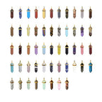Justinstones Crystal Healing Hexagonal Point Chakra Reiki Pendant Beads Lot - color: 12PCS Gold Cap Mixed