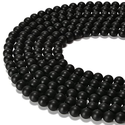 8mm Black Onyx Matte Round Natural Gematone Loose Beads for Jewelry Making DIY 1 Strand 15" - color: Matte Black Onyx, size: 8mm