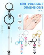 RQAYE 30pcs Beadable Keychains keychain bulk kit cute blank bead keychain strip DIY men's and women's making supplies crafts, jewelry, bag accessories, customized project gifts (Black) - color: Black