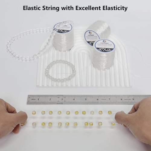 LUSTEMBER 1mm Stretchy Bracelet String, 3 Rolls Durable Elastic String, Clear Bead Cord for Bracelets, Necklaces, Beading, and Jewelry Making (300 m) - size: 1mm
