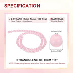 PATIKIL 6 mm Natural Clear Quartz Loose Beads, 2 Strands Crystal Round Stone Strand Beads Gemstone Loose Bead Spacer Beads for Jewelry Making DIY Necklace Bracelet, Pink - color: Pink, size: 6 mm