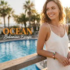 Boho Chunky Beaded Strand Bracelet for Women - Multicolor Acrylic Resin Beaded Bracelet, Adjustable Stackable Statement Jewelry for Summer Festivals