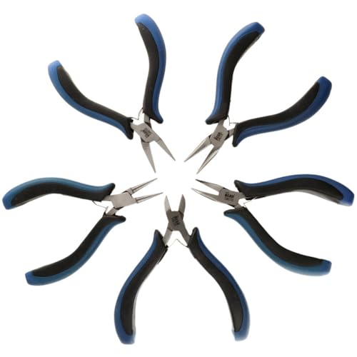 The Beadsmith Ergonomic Plier Set – 5-Piece Kit: Chain Nose, Round Nose, Flat Nose, Bent Chain Nose & Semi-Flush Side Cutter – Extra-Fine Tips, Comfortable Ergonomic Grip & Double-Leaf Springs - style: 5 Piece Kit