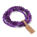 3 PCS Healing Crystal Bracelets for Women 8mm Natural Stone Beaded Stretch Bracelet Amethyst Jewelry Gifts - color: 4,6,8mm Amethyst