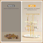 Saydear Elegant Jewelry holder Organizer 2-Tier Display Storage Stand for Earrings Necklaces with Ring Tray Spacious and Durable, Easy to Assemble White & Gold - color: White & Gold