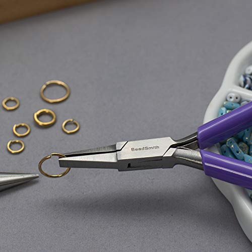 The Beadsmith Flat Nose Pliers – 4.5 inches (114mm) – Purple Vinyl Grip Handle with Double Leaf Springs – Jewelry Making Tool for Creating Bracelets, Earrings and Necklaces