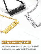 GoldChic JEWELRY Name Necklace Personalized for Men, Womens Custom Name Plate Chain, Stainless Steel Customized Old English Nameplate Choker with Curb Chains Custom, 16 inches to 30 inches - color: Cuban Chain 6 mm-Black(Large Pendant)