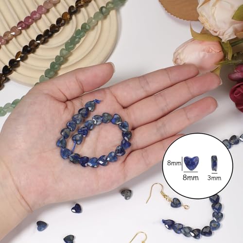 22pcs Faceted Heart Stone Beads Natural Green Aventurine Bead 8mm Crystals and Healing Stones for Jewelry Making Supplies,Friendship Bracelet Kit,Love Gifts - color: Green Aventurine