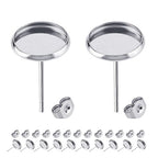 BEADNOVA Cabochon Setting Post 60pcs Blank Earring Studs 6mm Stainless Steel Cabochon Setting Ear Stud with Stainless Steel Earring Backs for Resin DIY Earstuds Making (6mm, 60pcs) - color: 60pcs, size: 6mm