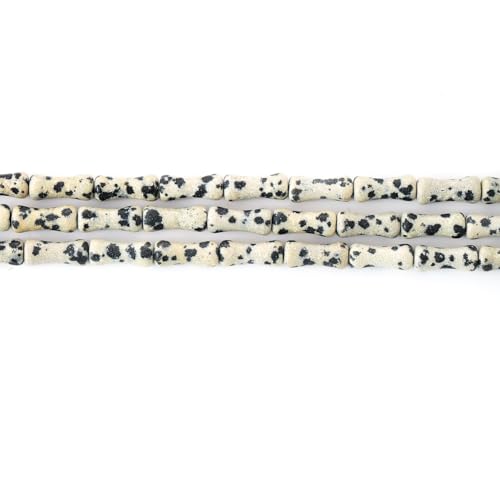 5x12mm Natural Dalmation Stone Bamboo Shape Gem Healing Energy Loose Spacer Beads for DIY Necklace Bracelet Earring - color: Dalmation